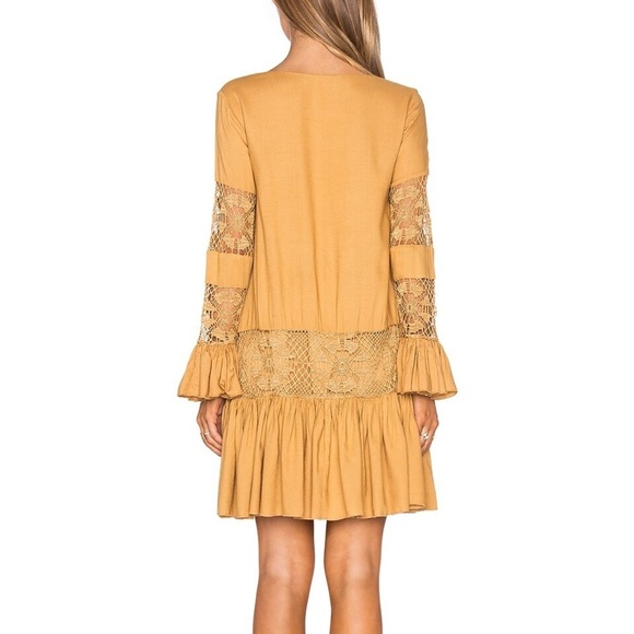 Tularosa Revolve Berkley Mini Dress Ruffle Long Sleeve Saffron Yellow Size XS - Picture 15 of 15